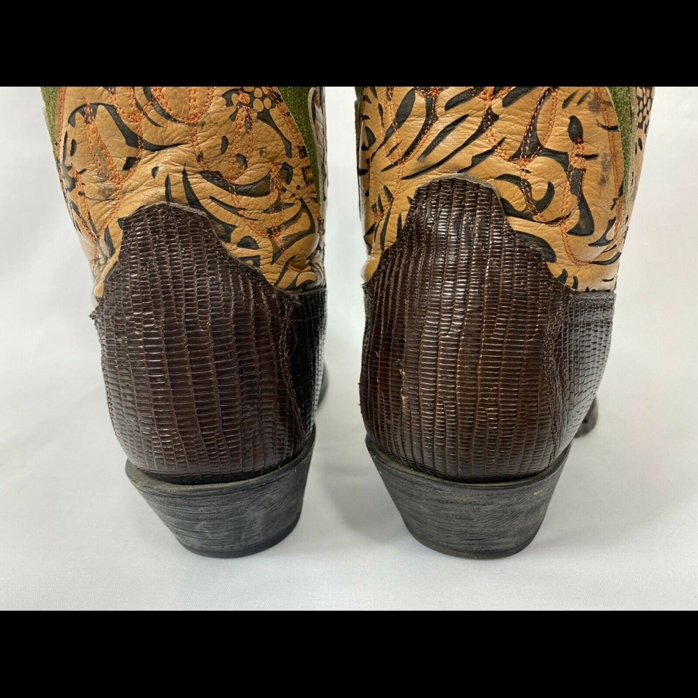 FRYE Lily Lizard Western Cowboy Boots Sz 7.5 B - Picture 5 of 10